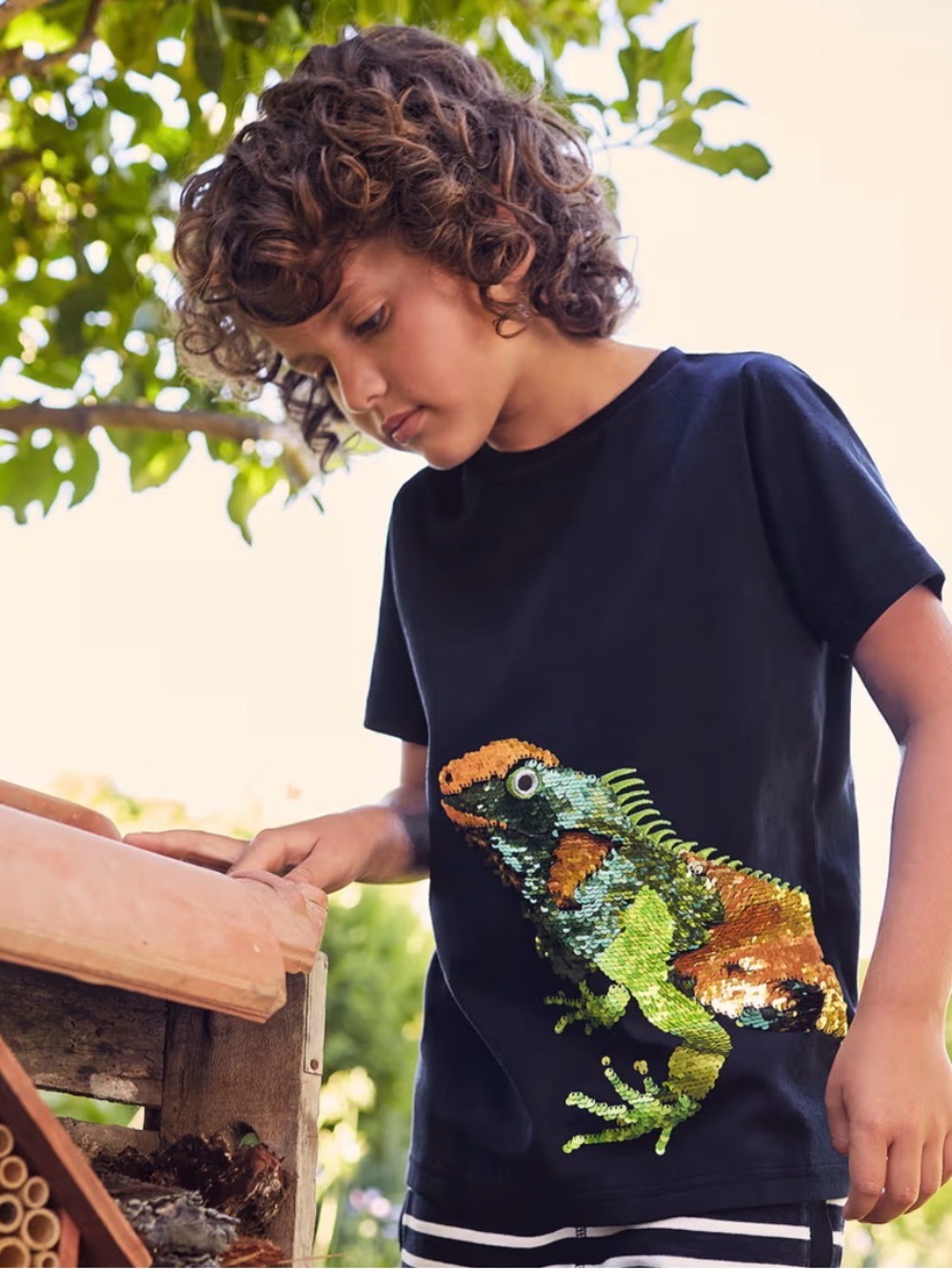 NWT Joules Navy Kids' Sequin Iguana T-Shirt
